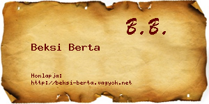 Beksi Berta névjegykártya